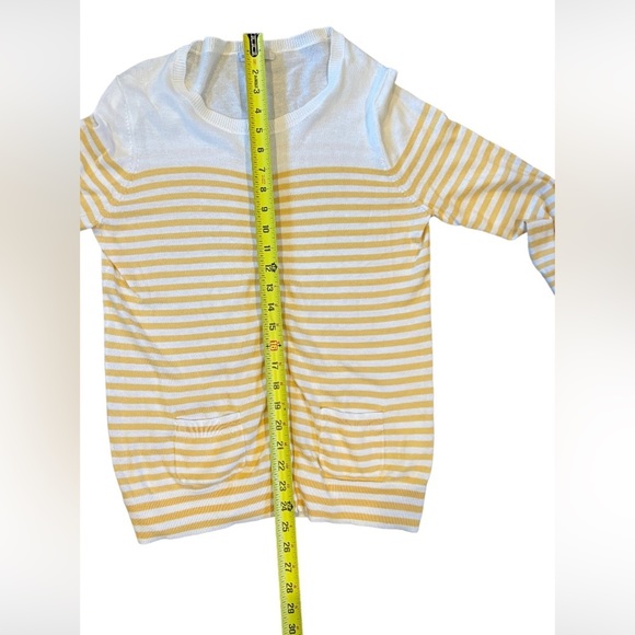 GAP Yellow and White Striped Lightweight 3/4 Sleeve Cardigan‎ Women’s Medium - Picture 10 of 11
